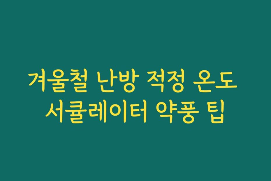 겨울철 난방 적정 온도 서큘레이터 약풍 팁 겨울철 난방 적정 온도 서큘레이터 약풍 팁