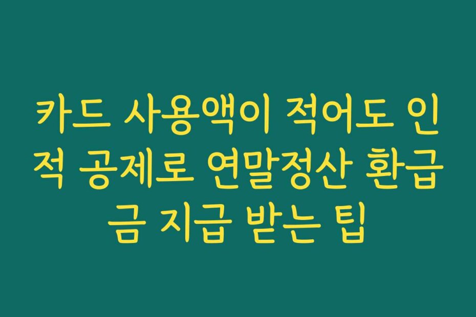 카드 사용액이 적어도 인적 공제로 연말정산 환급금 지급 받는 팁