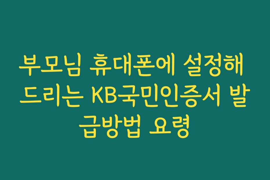 부모님 휴대폰에 설정해 드리는 KB국민인증서 발급방법 요령