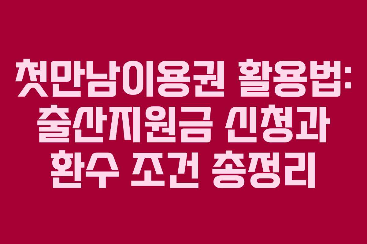 첫만남이용권 활용법: 출산지원금 신청과 환수 조건 총정리