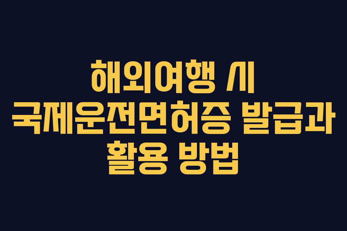 해외여행 시 국제운전면허증 발급과 활용 방법