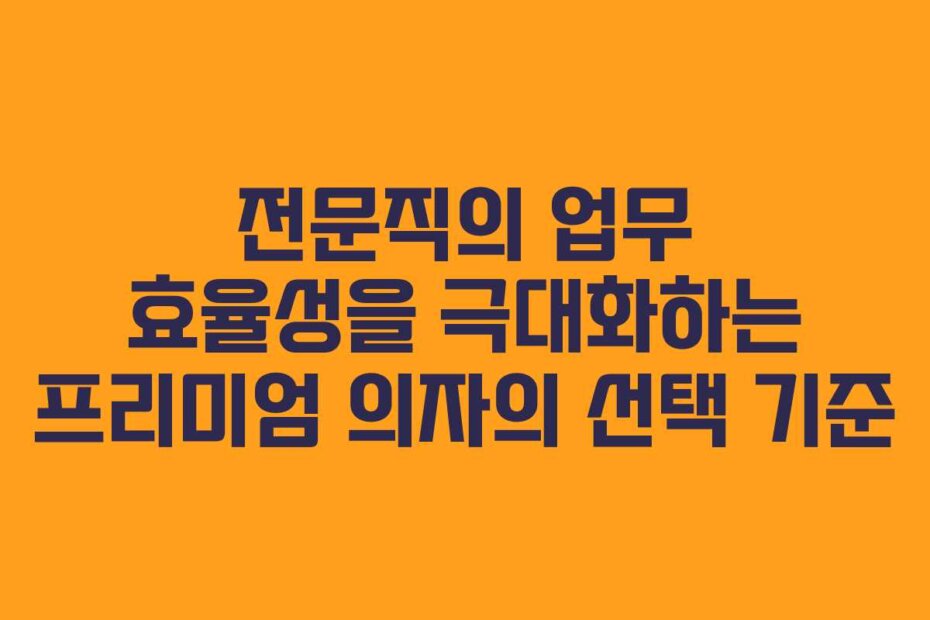 전문직의 업무 효율성을 극대화하는 프리미엄 의자의 선택 기준