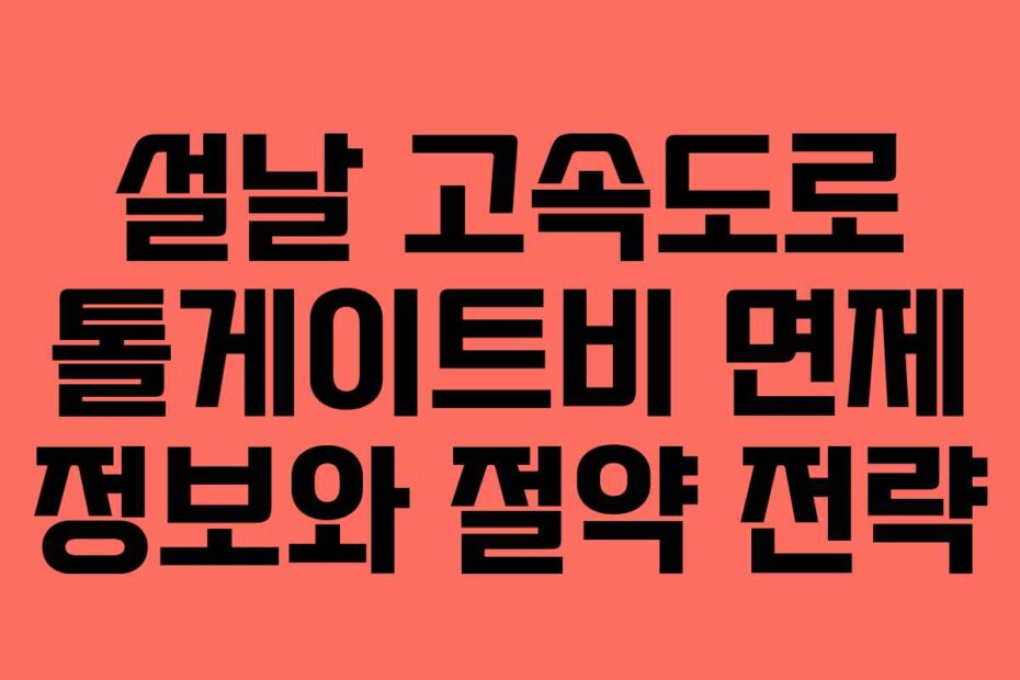 설날 고속도로 톨게이트비 면제 정보와 절약 전략
