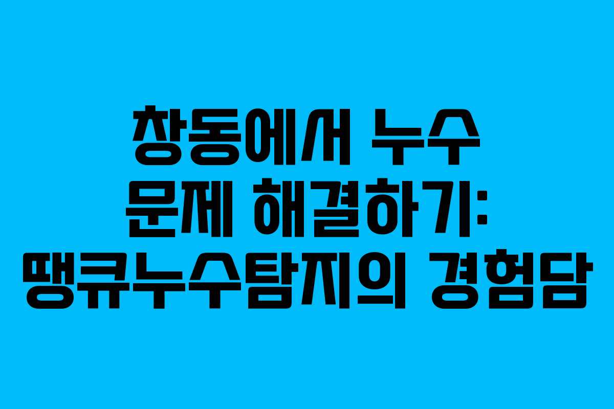 창동에서 누수 문제 해결하기: 땡큐누수탐지의 경험담