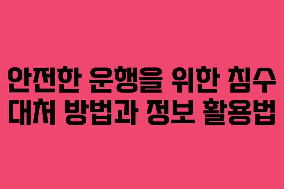 안전한 운행을 위한 침수 대처 방법과 정보 활용법