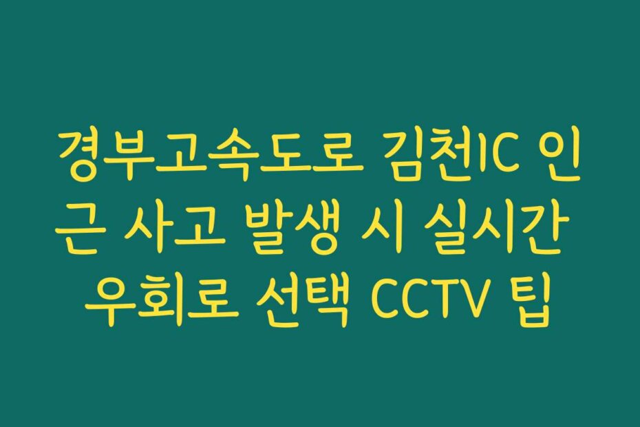 경부고속도로 김천IC 인근 사고 발생 시 실시간 우회로 선택 CCTV 팁