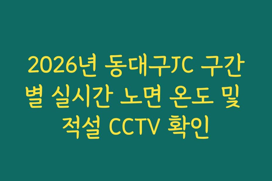 2026년 동대구JC 구간별 실시간 노면 온도 및 적설 CCTV 확인