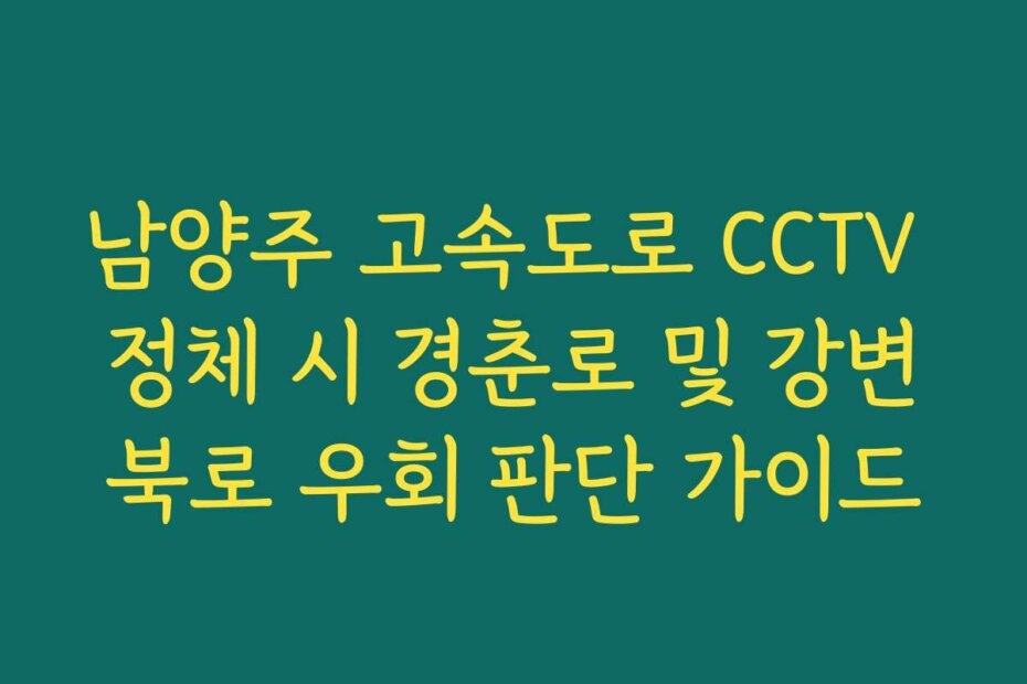 남양주 고속도로 CCTV 정체 시 경춘로 및 강변북로 우회 판단 가이드