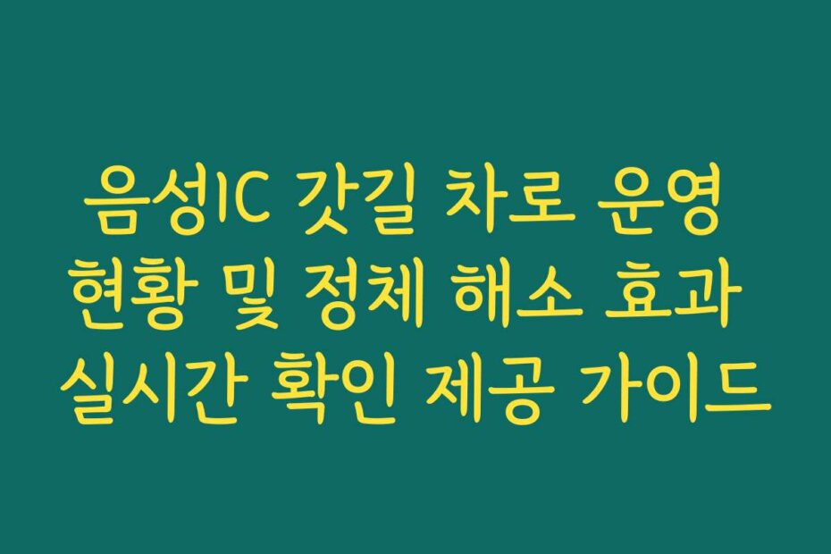 음성IC 갓길 차로 운영 현황 및 정체 해소 효과 실시간 확인 제공 가이드