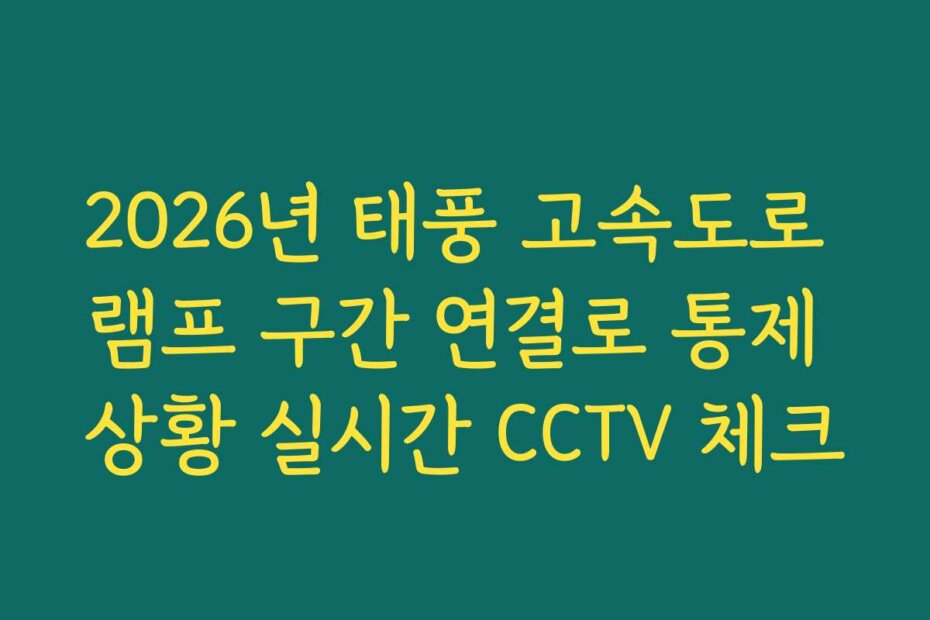 2026년 태풍 고속도로 램프 구간 연결로 통제 상황 실시간 CCTV 체크