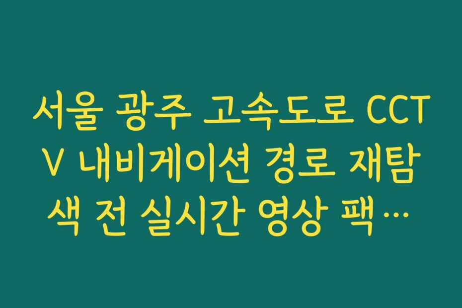 서울 광주 고속도로 CCTV 내비게이션 경로 재탐색 전 실시간 영상 팩트체크