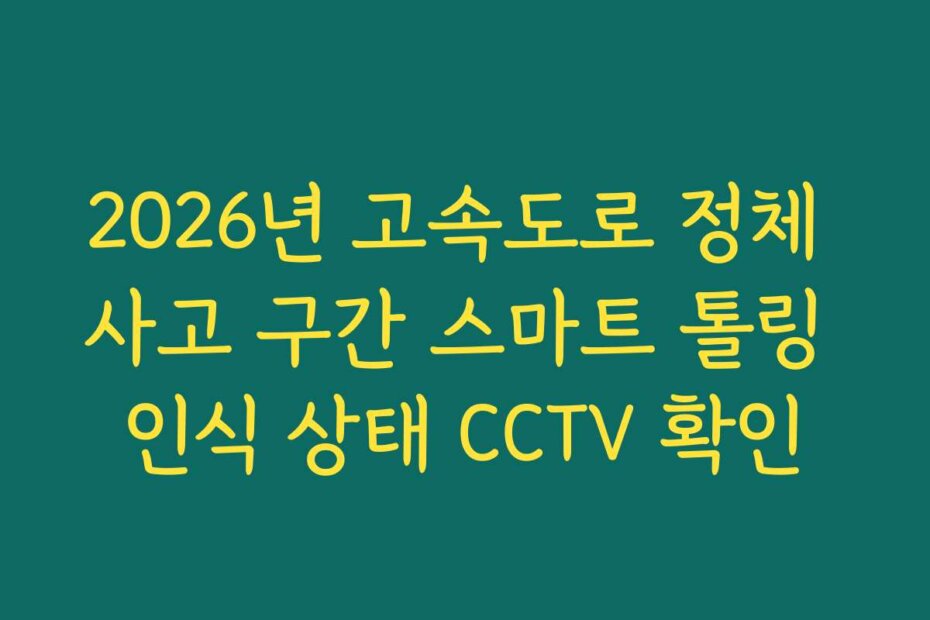 2026년 고속도로 정체 사고 구간 스마트 톨링 인식 상태 CCTV 확인