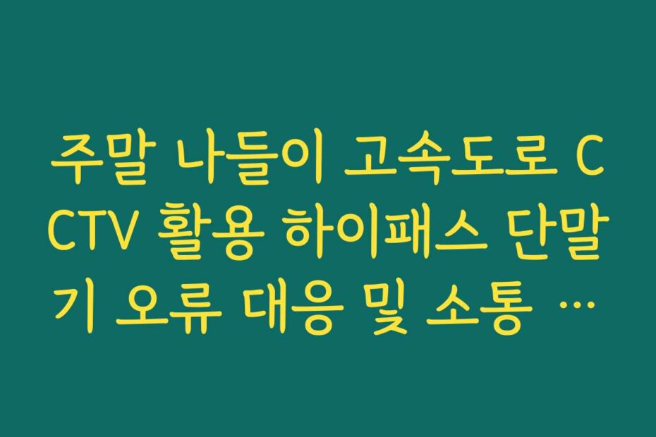 주말 나들이 고속도로 CCTV 활용 하이패스 단말기 오류 대응 및 소통 분석
