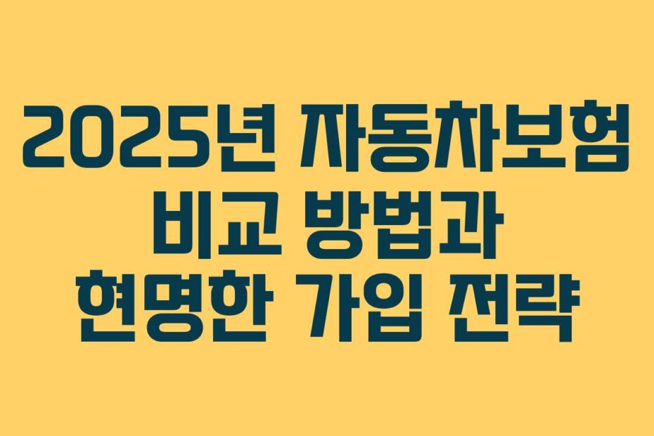 2025년 자동차보험 비교 방법과 현명한 가입 전략