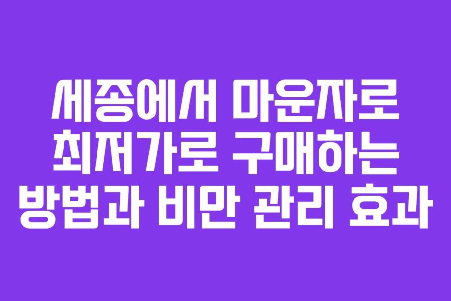 세종에서 마운자로 최저가로 구매하는 방법과 비만 관리 효과