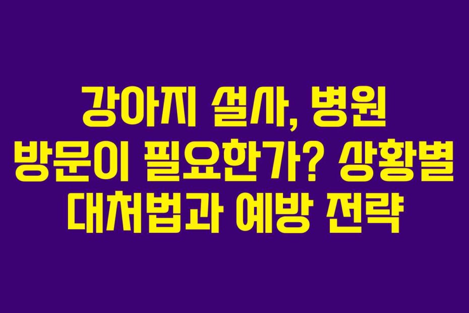 강아지 설사, 병원 방문이 필요한가? 상황별 대처법과 예방 전략