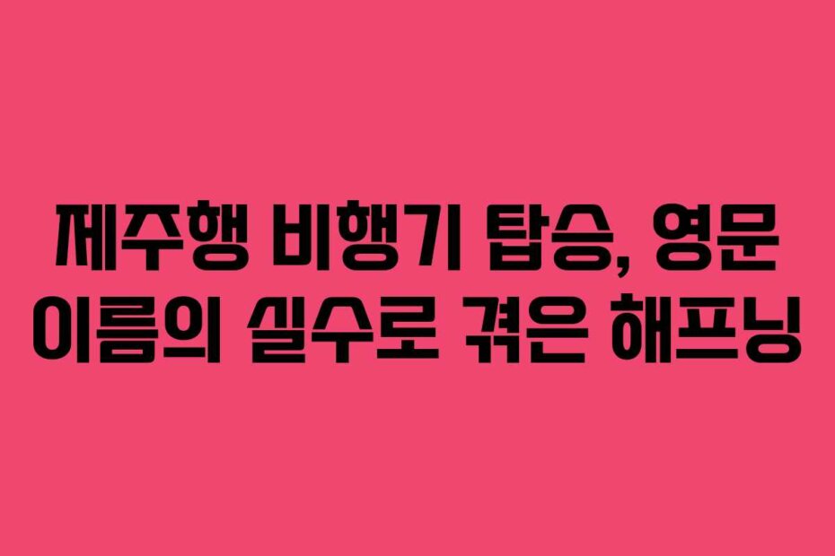 제주행 비행기 탑승, 영문 이름의 실수로 겪은 해프닝
