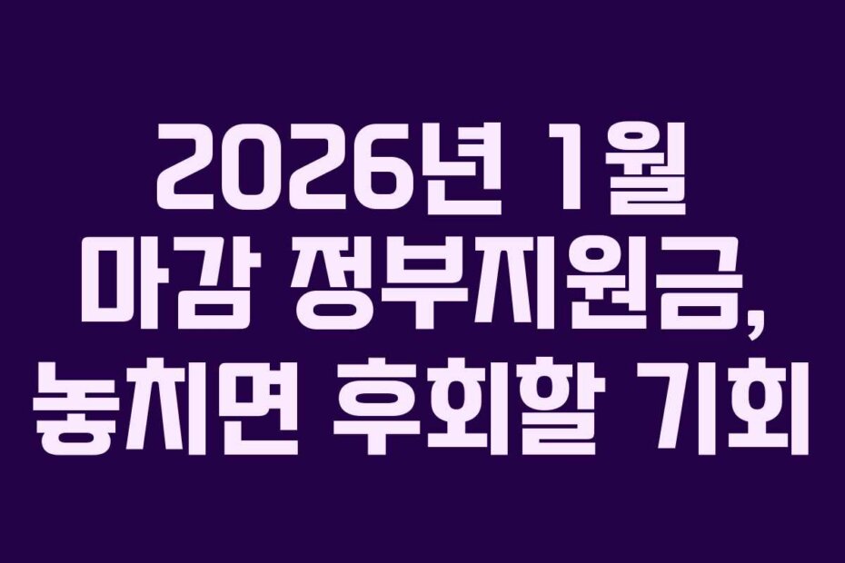 2026년 1월 마감 정부지원금, 놓치면 후회할 기회