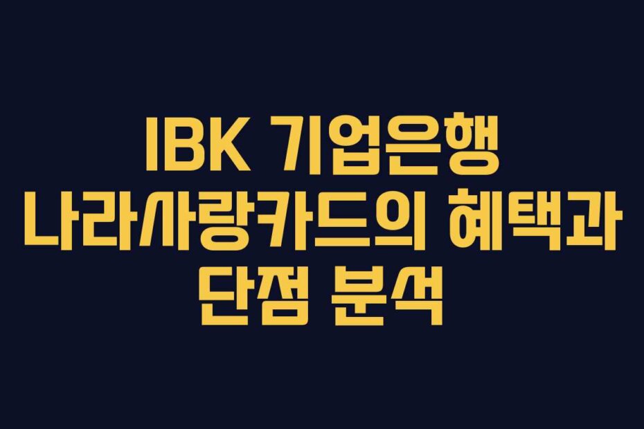 IBK 기업은행 나라사랑카드의 혜택과 단점 분석