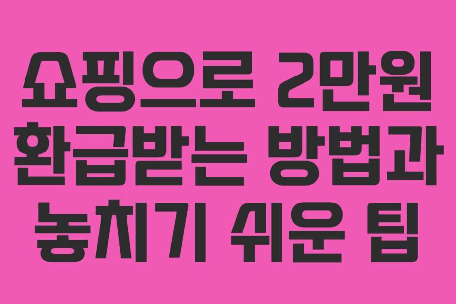 쇼핑으로 2만원 환급받는 방법과 놓치기 쉬운 팁