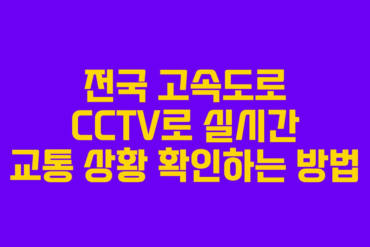 전국 고속도로 CCTV로 실시간 교통 상황 확인하는 방법