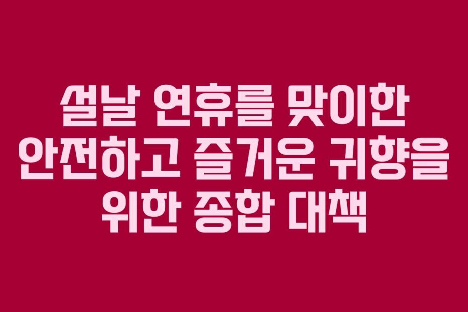 설날 연휴를 맞이한 안전하고 즐거운 귀향을 위한 종합 대책