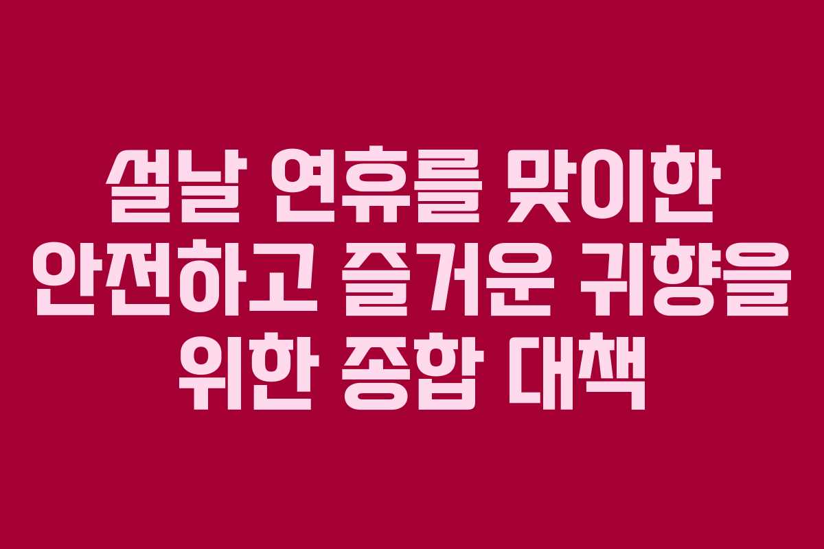설날 연휴를 맞이한 안전하고 즐거운 귀향을 위한 종합 대책