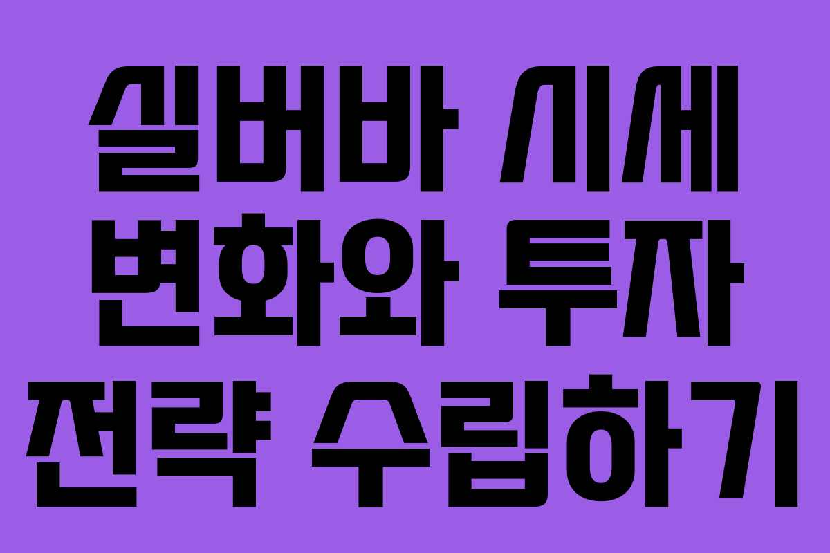 실버바 시세 변화와 투자 전략 수립하기