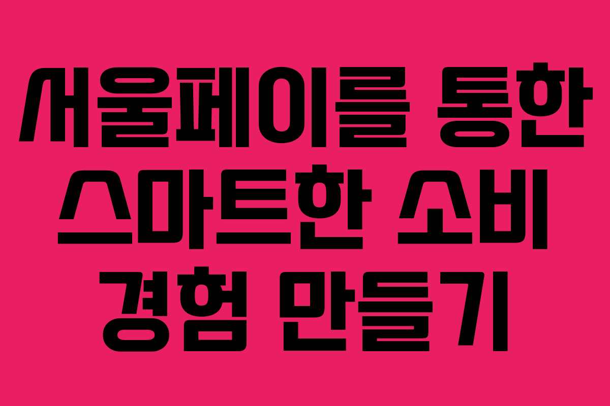 서울페이를 통한 스마트한 소비 경험 만들기