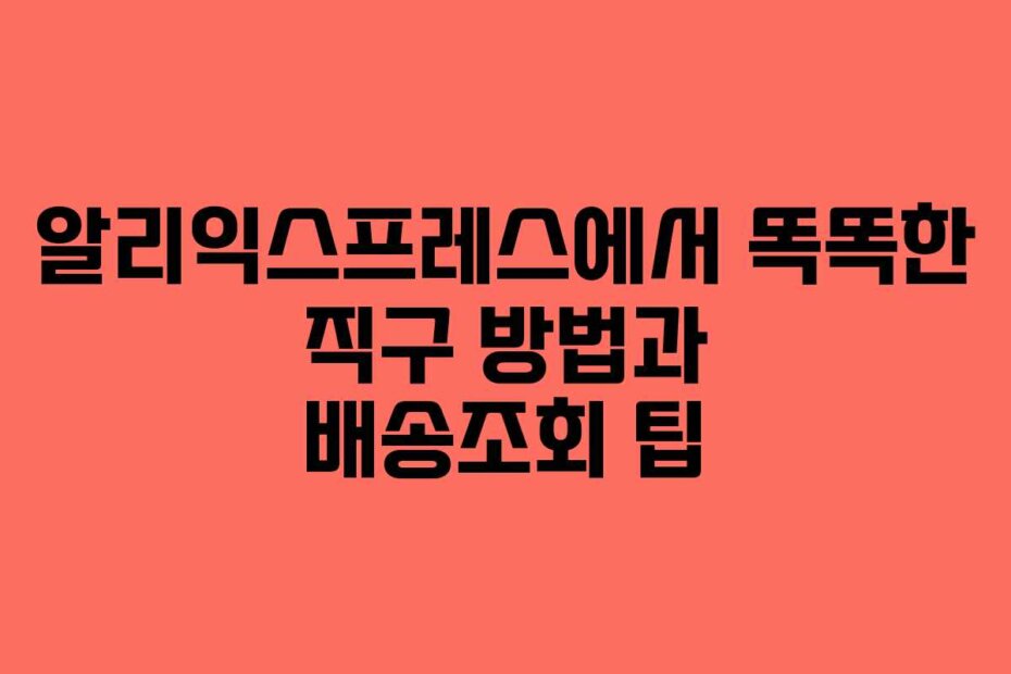 알리익스프레스에서 똑똑한 직구 방법과 배송조회 팁