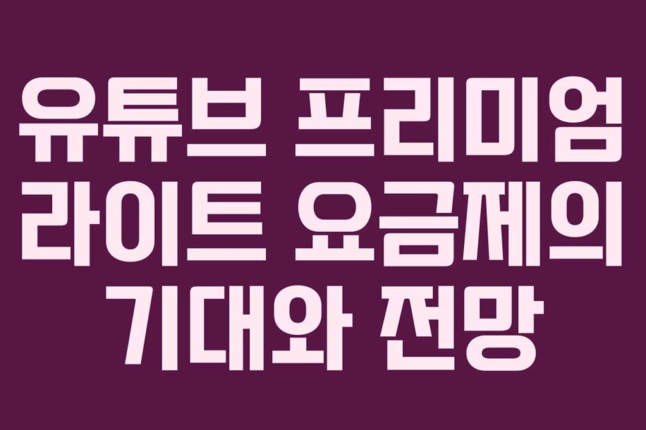 유튜브 프리미엄 라이트 요금제의 기대와 전망