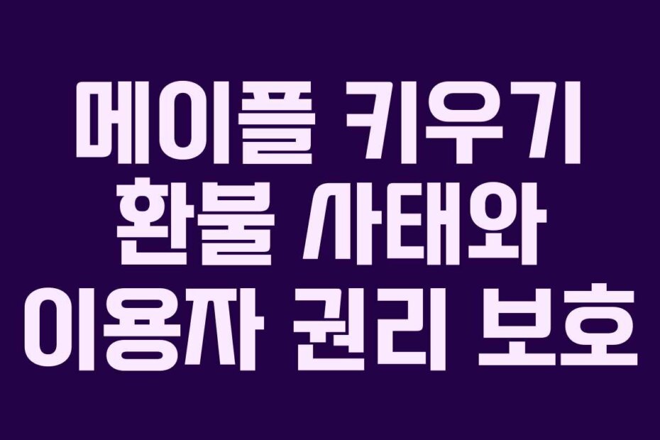 메이플 키우기 환불 사태와 이용자 권리 보호