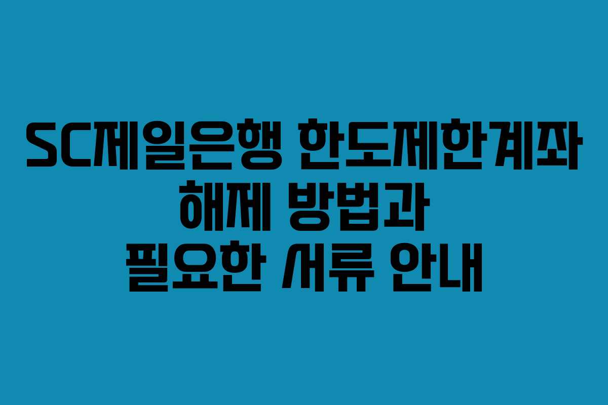 SC제일은행 한도제한계좌 해제 방법과 필요한 서류 안내