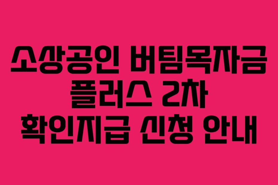 소상공인 버팀목자금 플러스 2차 확인지급 신청 안내