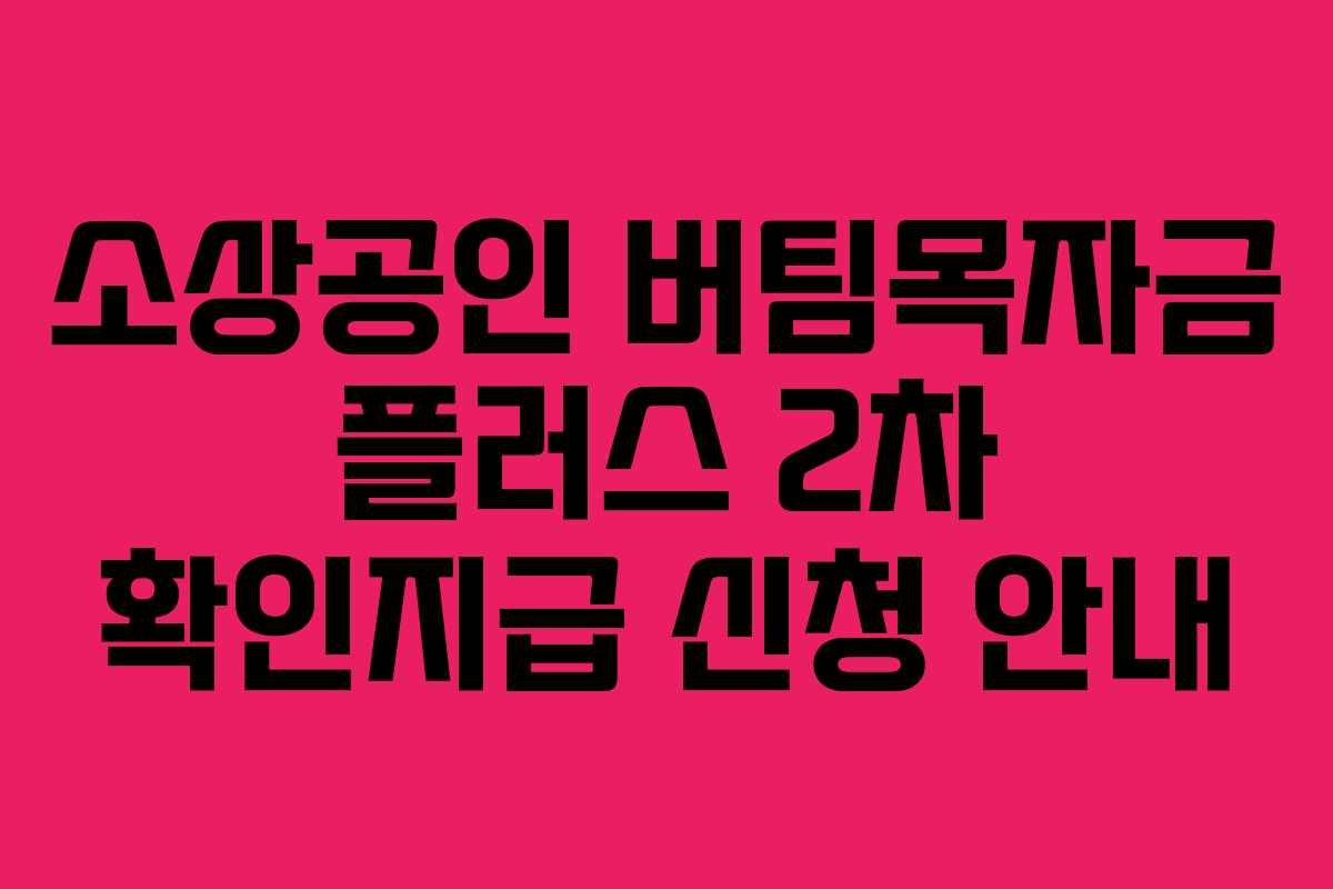 소상공인 버팀목자금 플러스 2차 확인지급 신청 안내