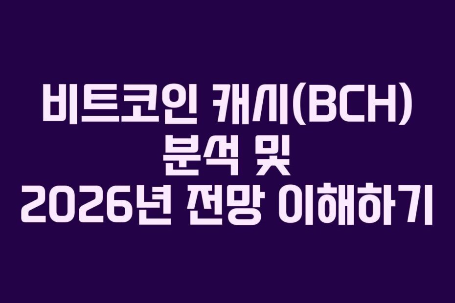 비트코인 캐시(BCH) 분석 및 2026년 전망 이해하기