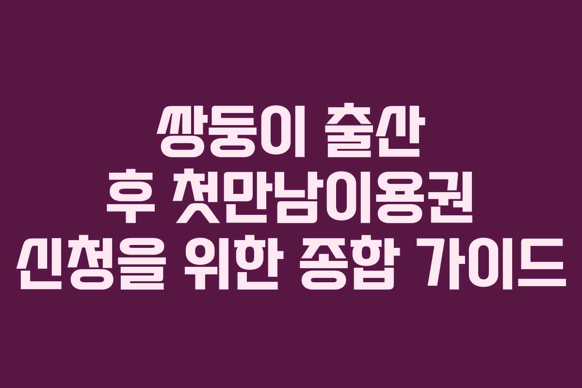 쌍둥이 출산 후 첫만남이용권 신청을 위한 종합 가이드