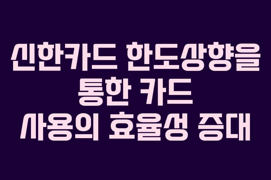 신한카드 한도상향을 통한 카드 사용의 효율성 증대