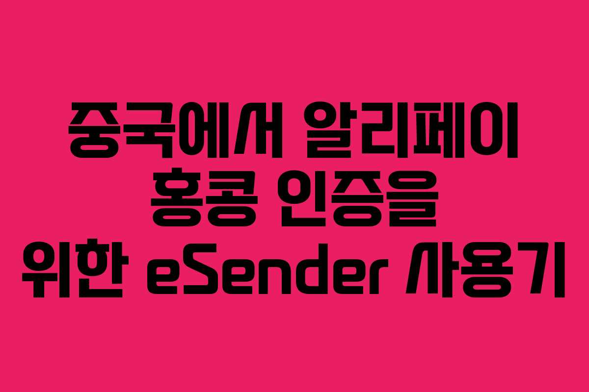 중국에서 알리페이 홍콩 인증을 위한 eSender 사용기
