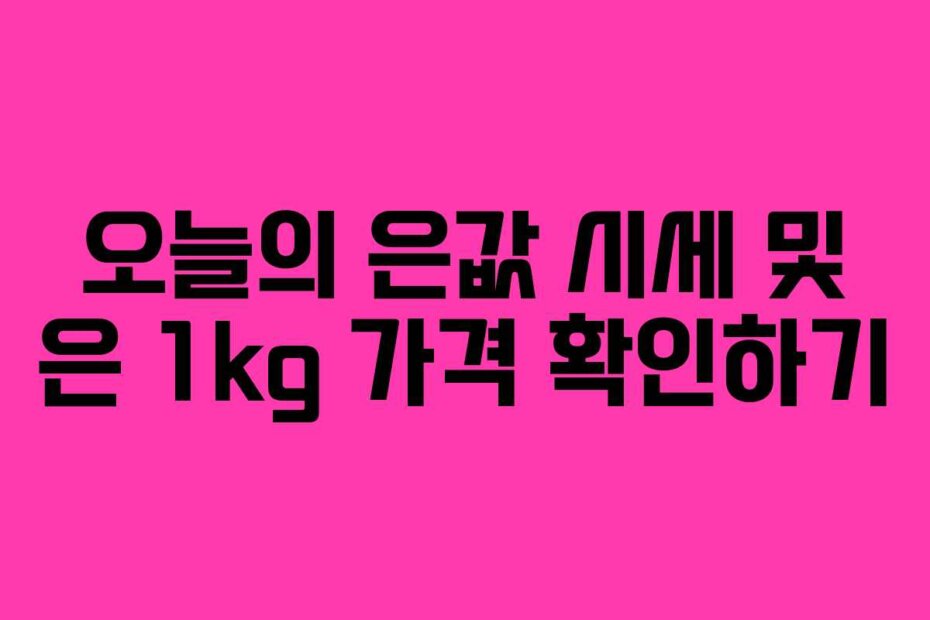 오늘의 은값 시세 및 은 1kg 가격 확인하기