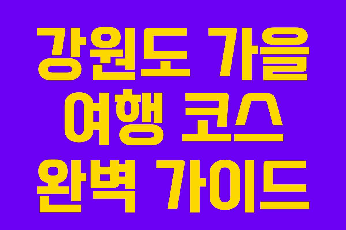 강원도 가을 여행 코스 완벽 가이드