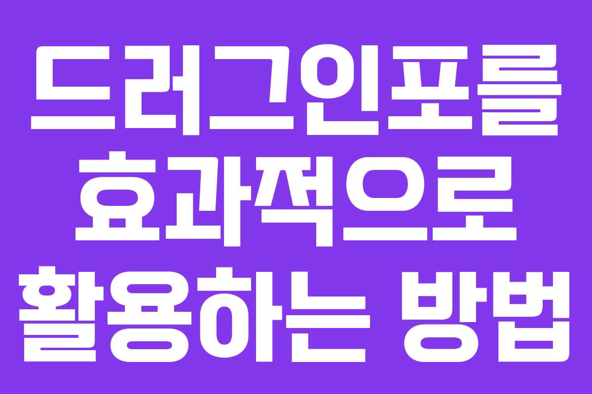 드러그인포를 효과적으로 활용하는 방법