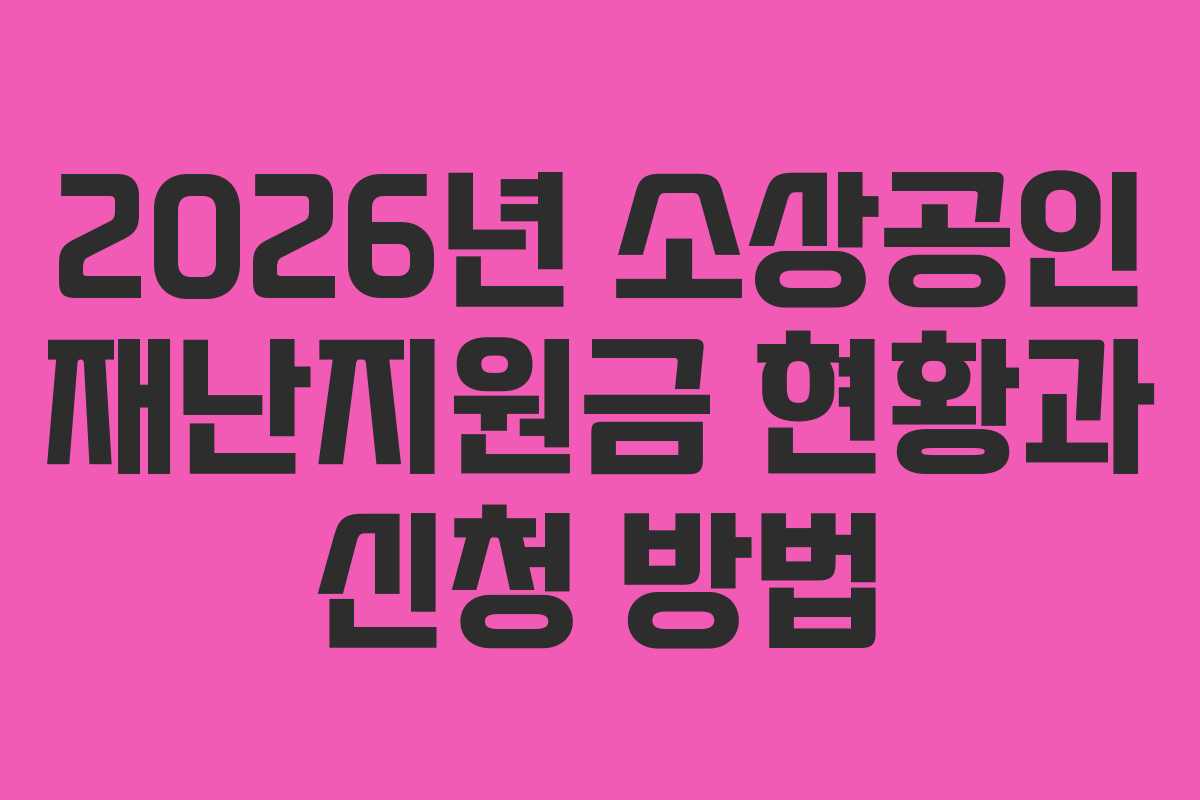 2026년 소상공인 재난지원금 현황과 신청 방법