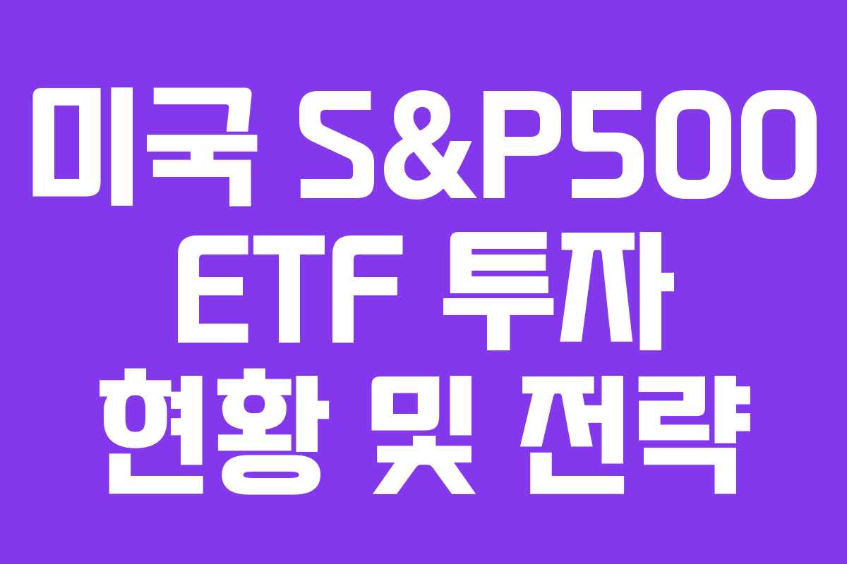 미국 S&P500 ETF 투자 현황 및 전략