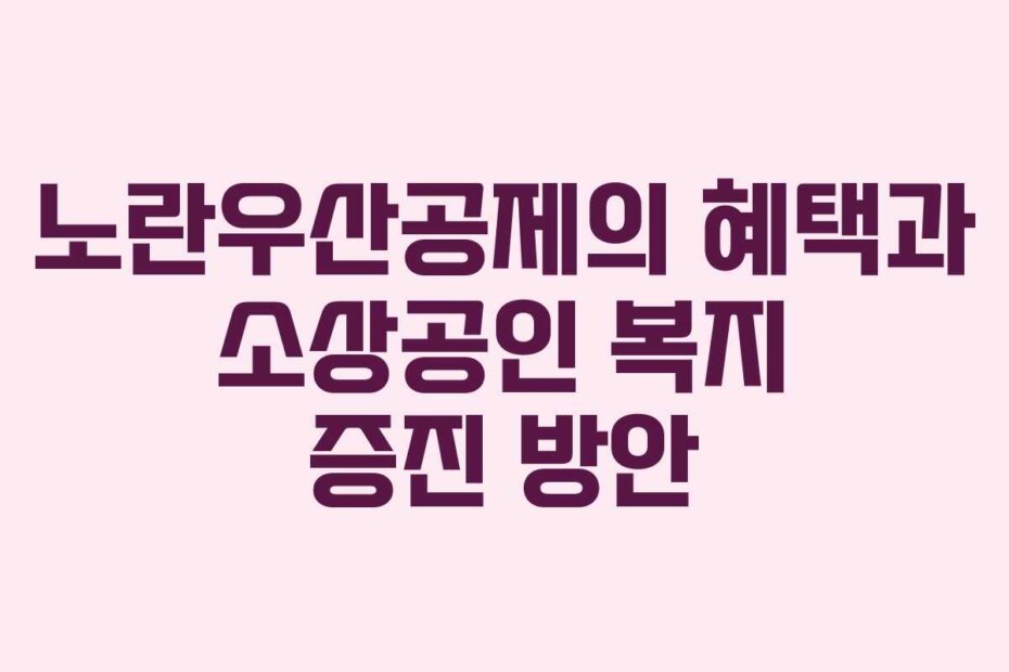 노란우산공제의 혜택과 소상공인 복지 증진 방안