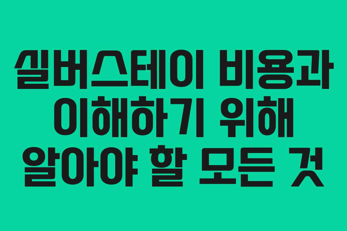 실버스테이 비용과 이해하기 위해 알아야 할 모든 것