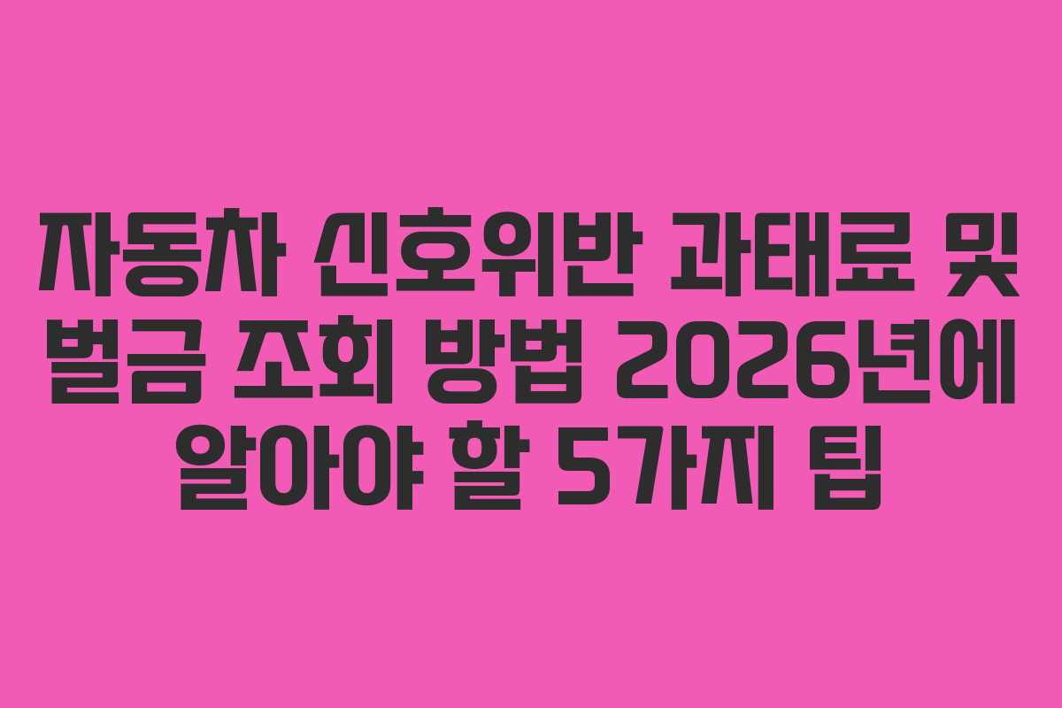 자동차 신호위반 과태료 및 벌금 조회 방법 2026년에 알아야 할 5가지 팁