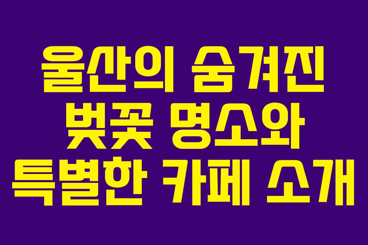 울산의 숨겨진 벚꽃 명소와 특별한 카페 소개