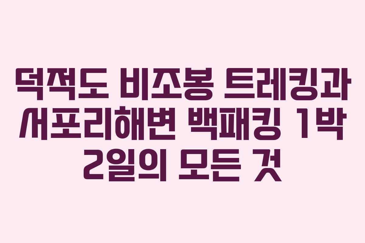 덕적도 비조봉 트레킹과 서포리해변 백패킹 1박 2일의 모든 것