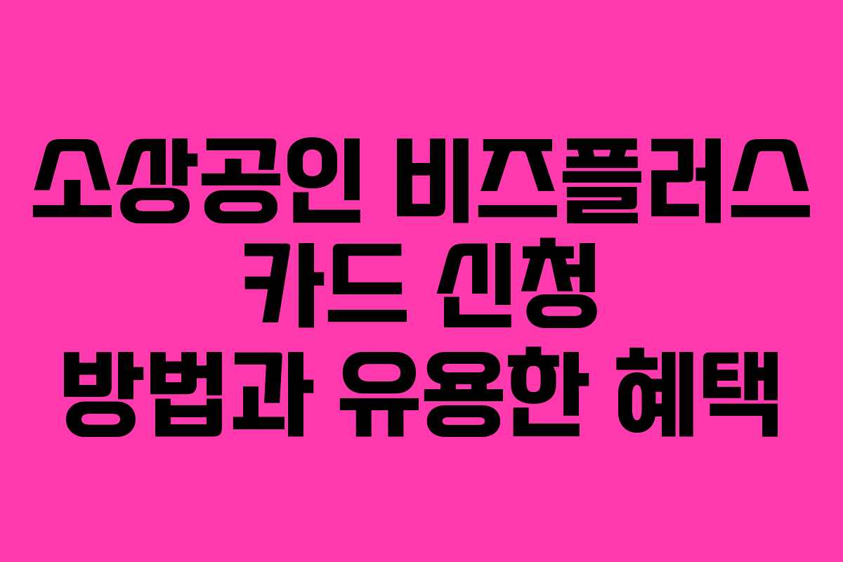 소상공인 비즈플러스 카드 신청 방법과 유용한 혜택